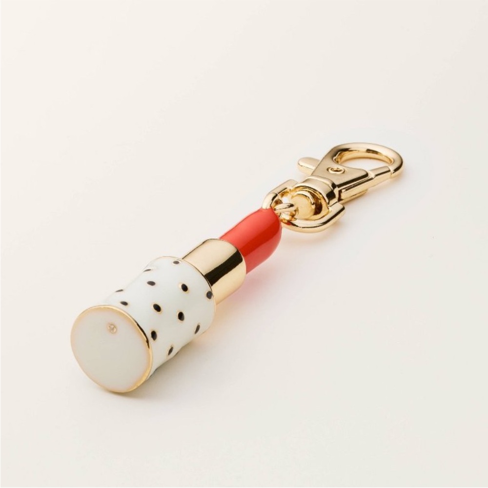Kate Spade x Target Red and Gold Lipstick Keychain/Bag charm NWOT - Picture 4 of 8